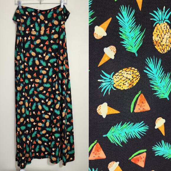 LuLaRoe ice cream, watermelon, pineapple summer print maxi skirt womans size 3XL - Picture 1 of 7